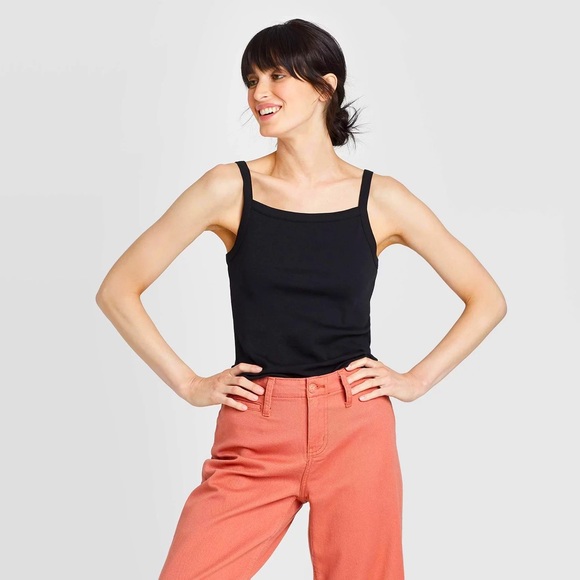 White Square Neck Ribbed Tank Top Size XS - Picture 5 of 6